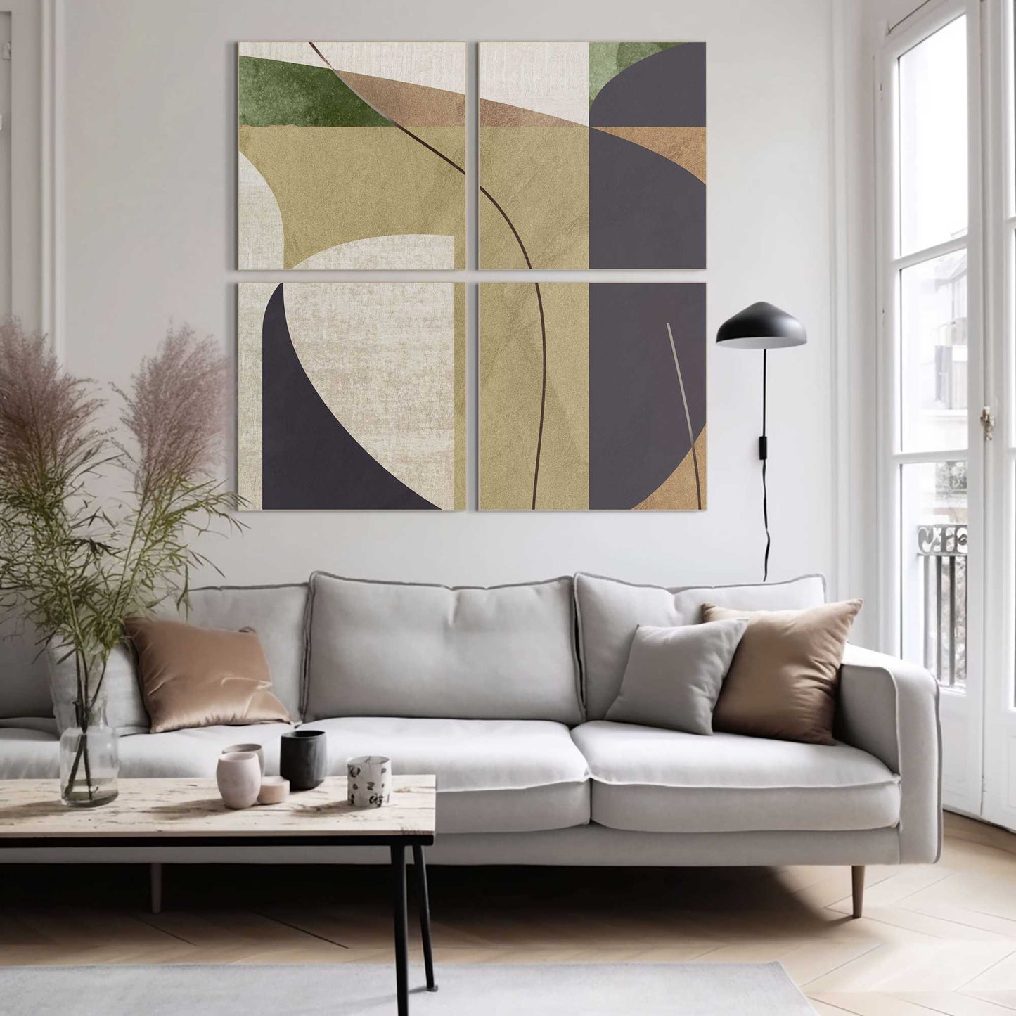 Framed in Wood Abstract Shape Set 50x50