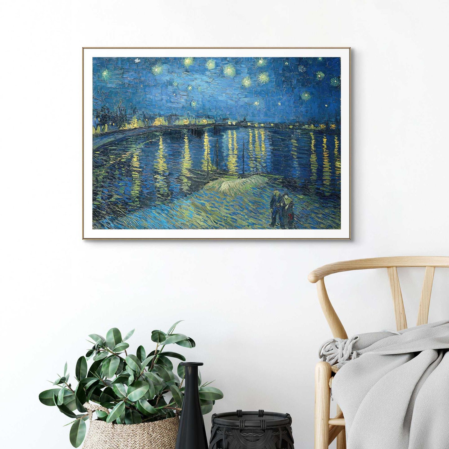 Framed in Wood Van Gogh - starry night over the Rhone 50x70