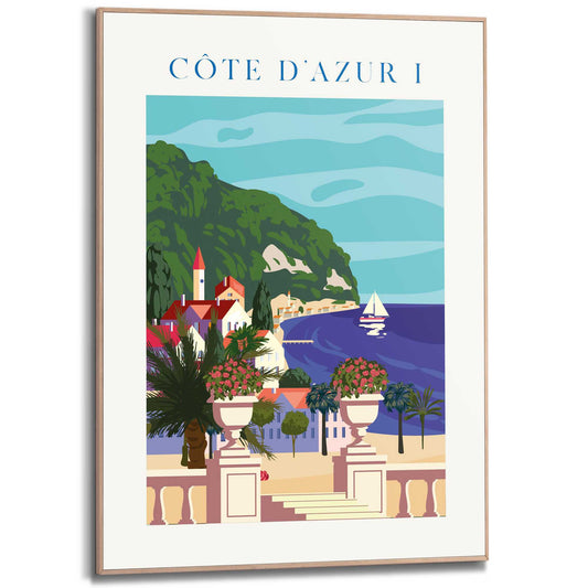 Framed in Wood Côte d'Azur I 70x50