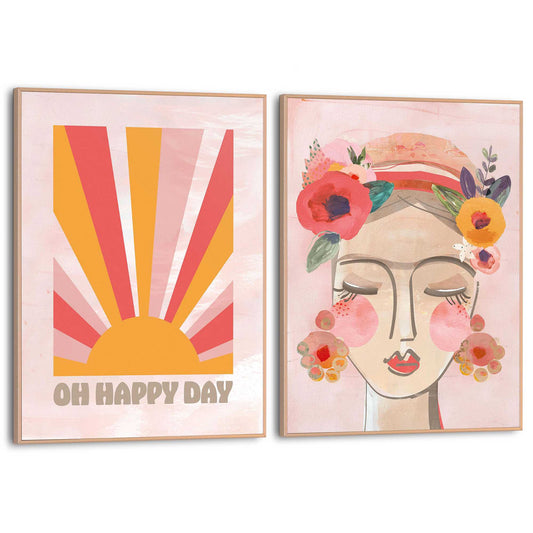 Framed in Wood Happy Day Set 40x30