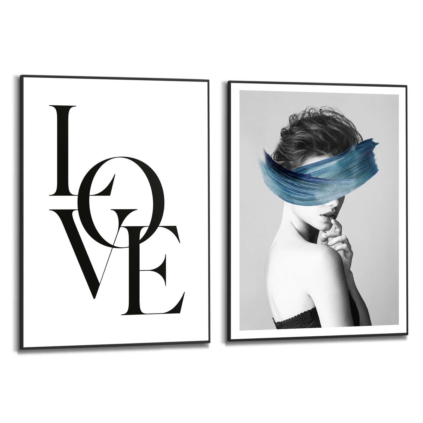 Framed in Black Blue Love 70x50