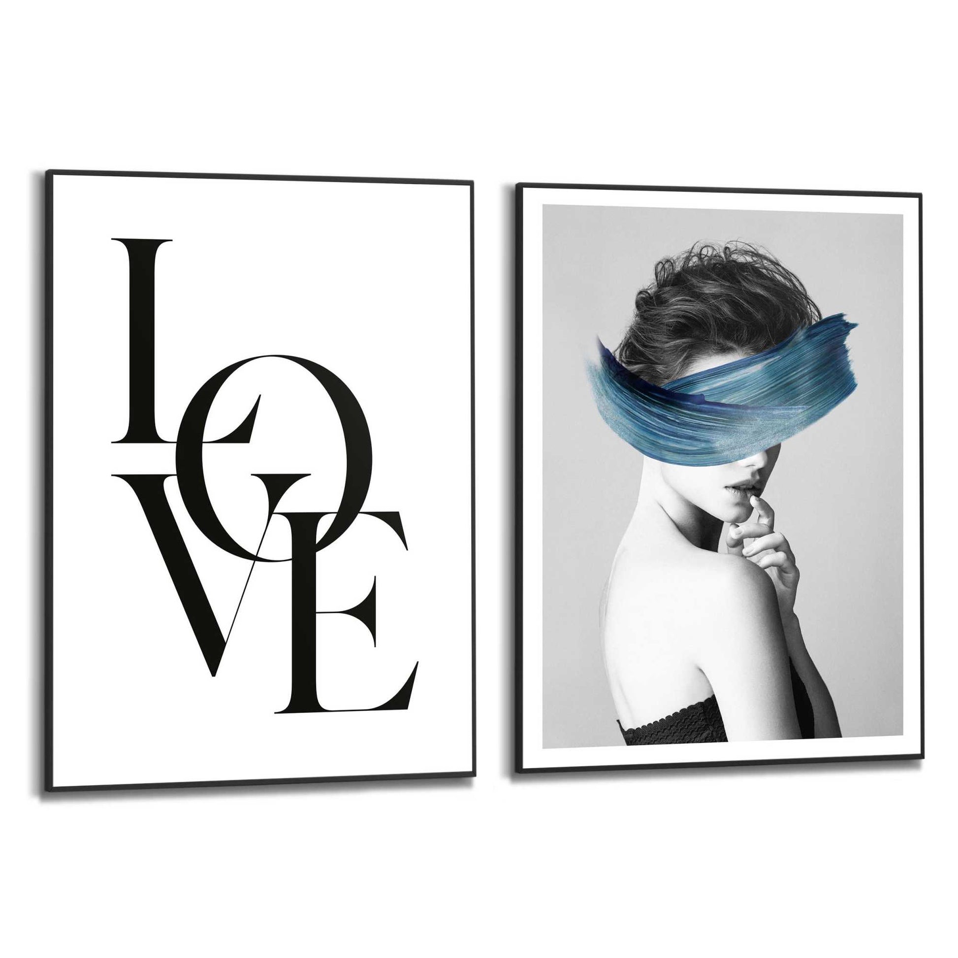 Framed in Black Blue Love 70x50