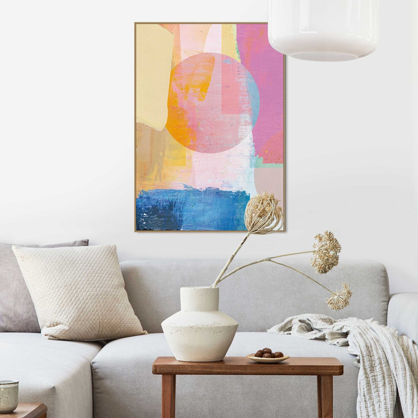 Framed in Wood Colourful Modern Abstract 70x50