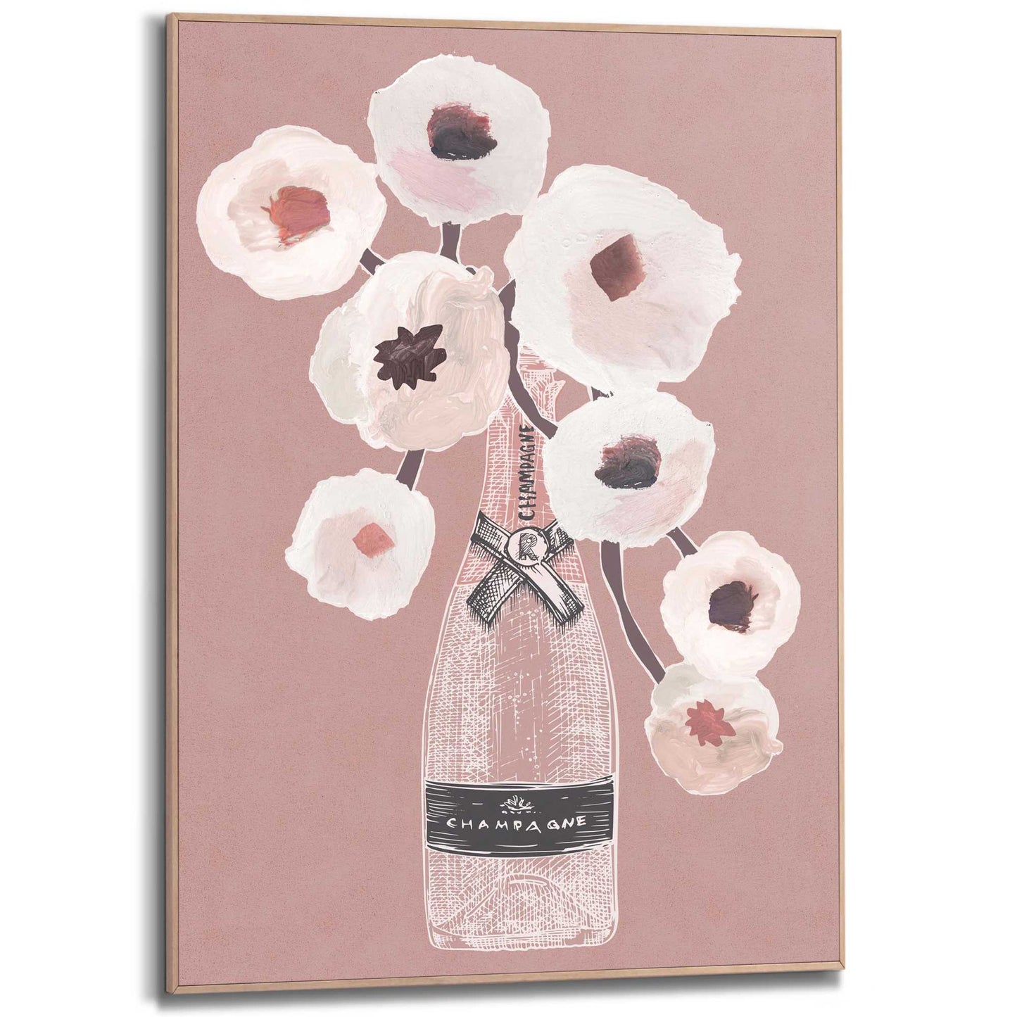 Framed in Wood Flowery Gin 70x50