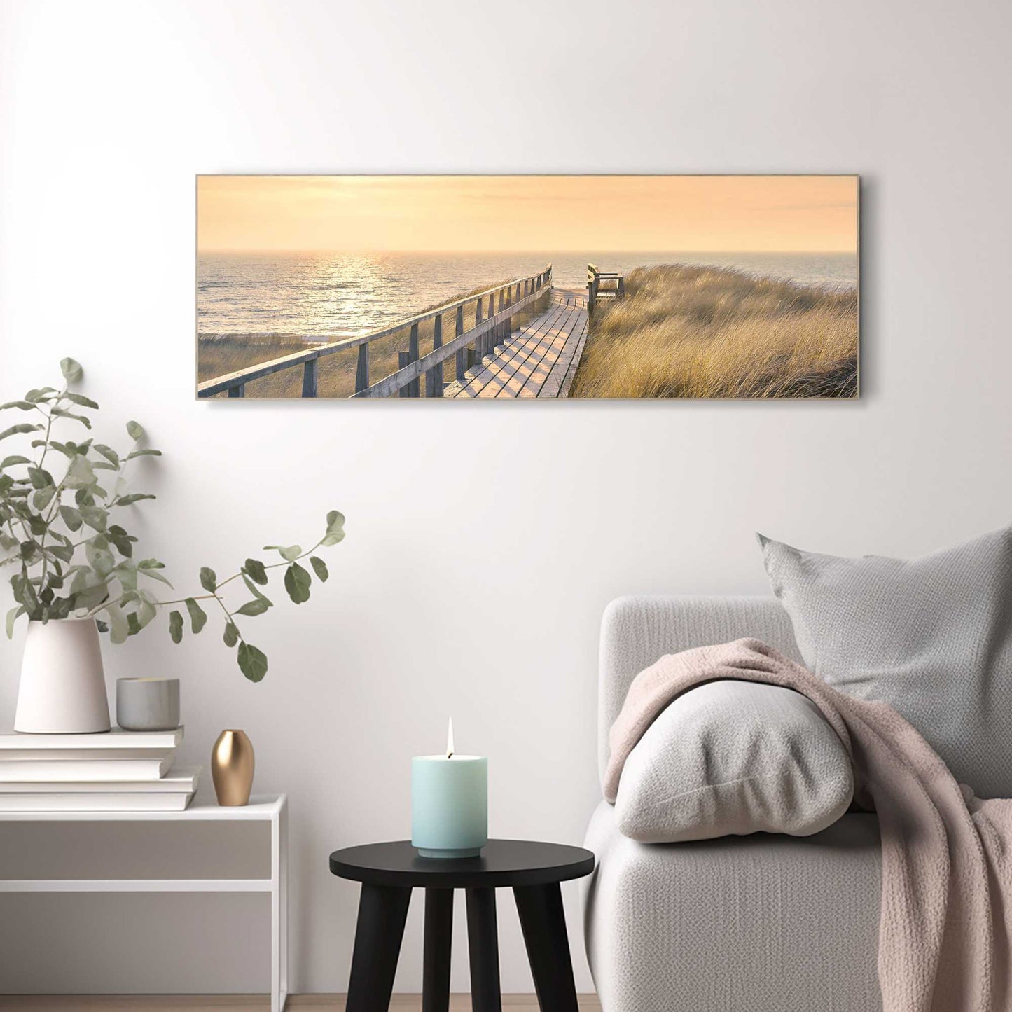 Framed Picture Sunset Woodpath 30x90
