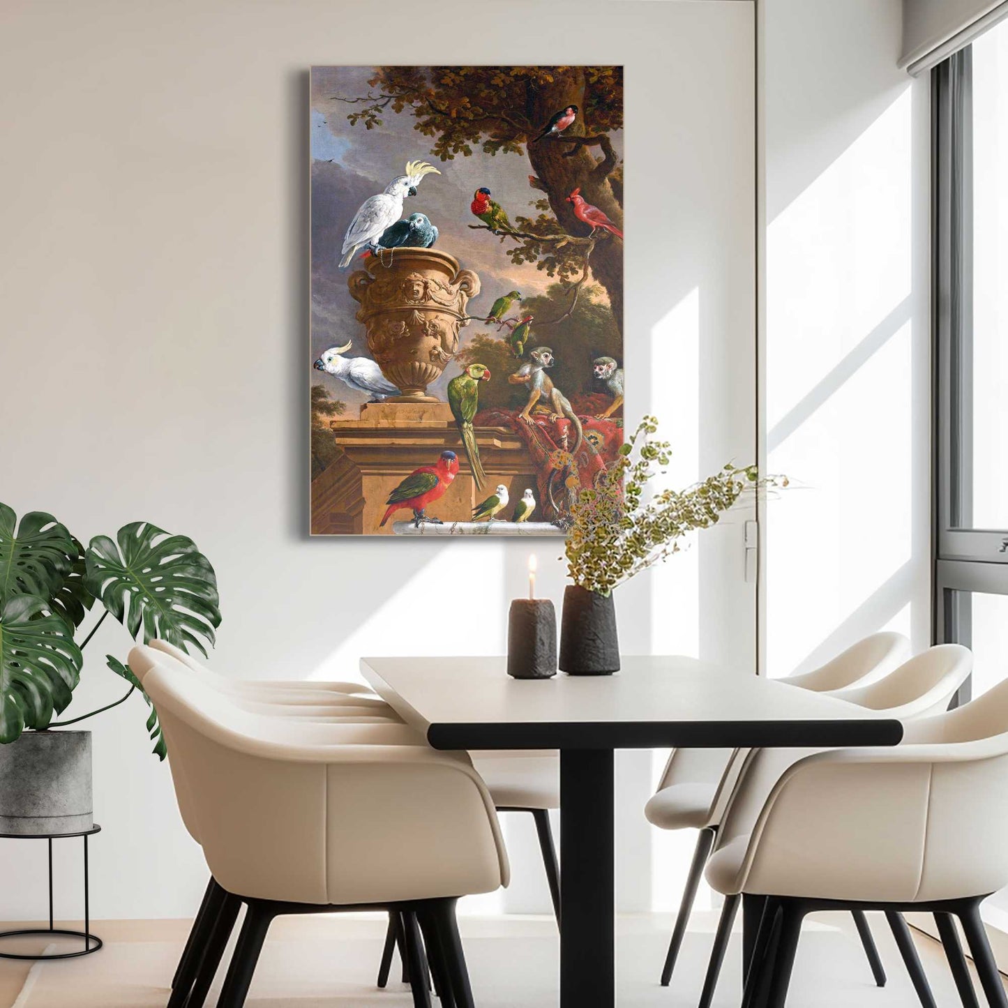 Framed Picture Melchior d'Hondecoeter - menagerie 90x60
