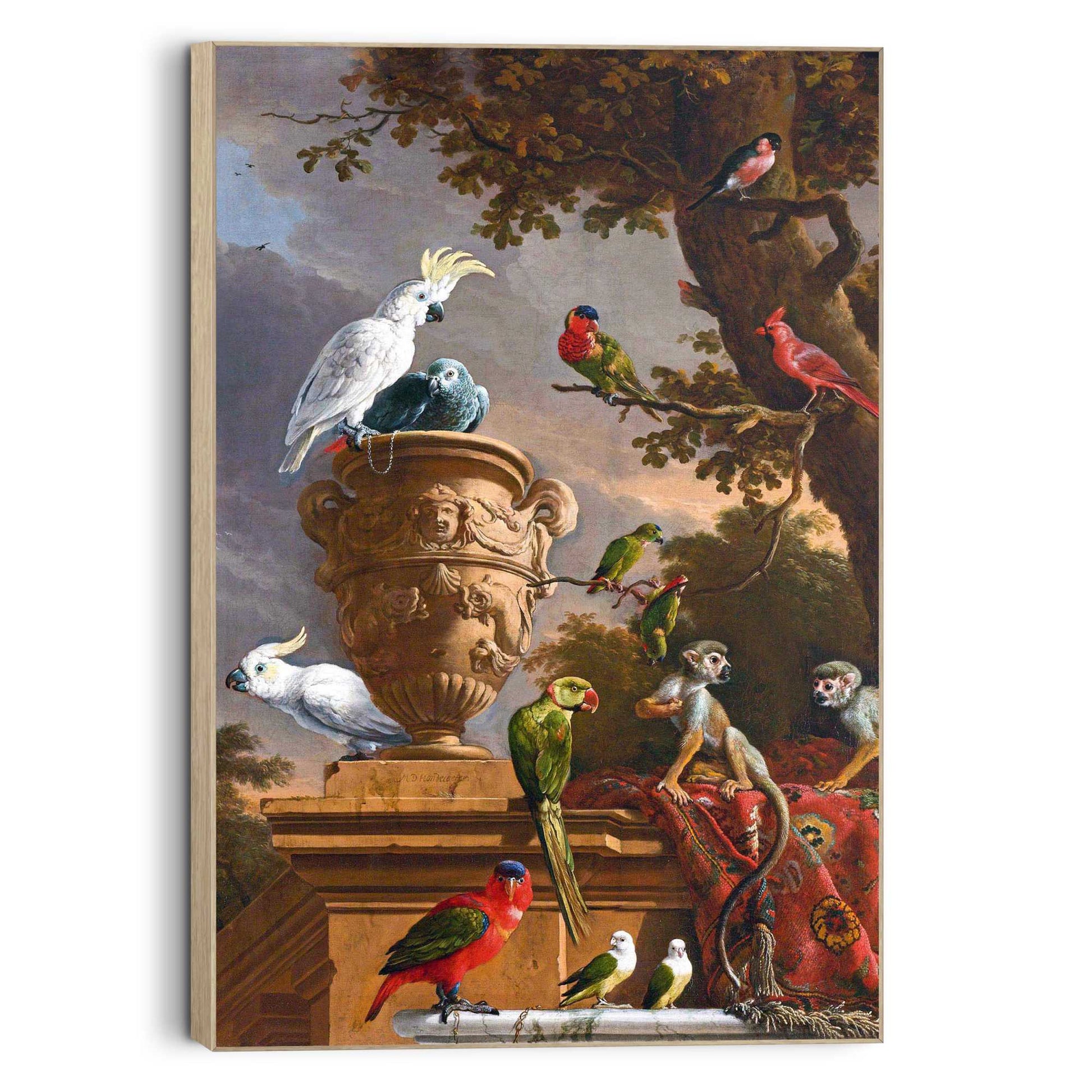 Framed Picture Melchior d'Hondecoeter - menagerie 90x60