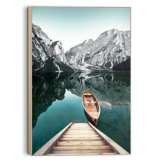 Framed Picture Boat at Lake 90x60