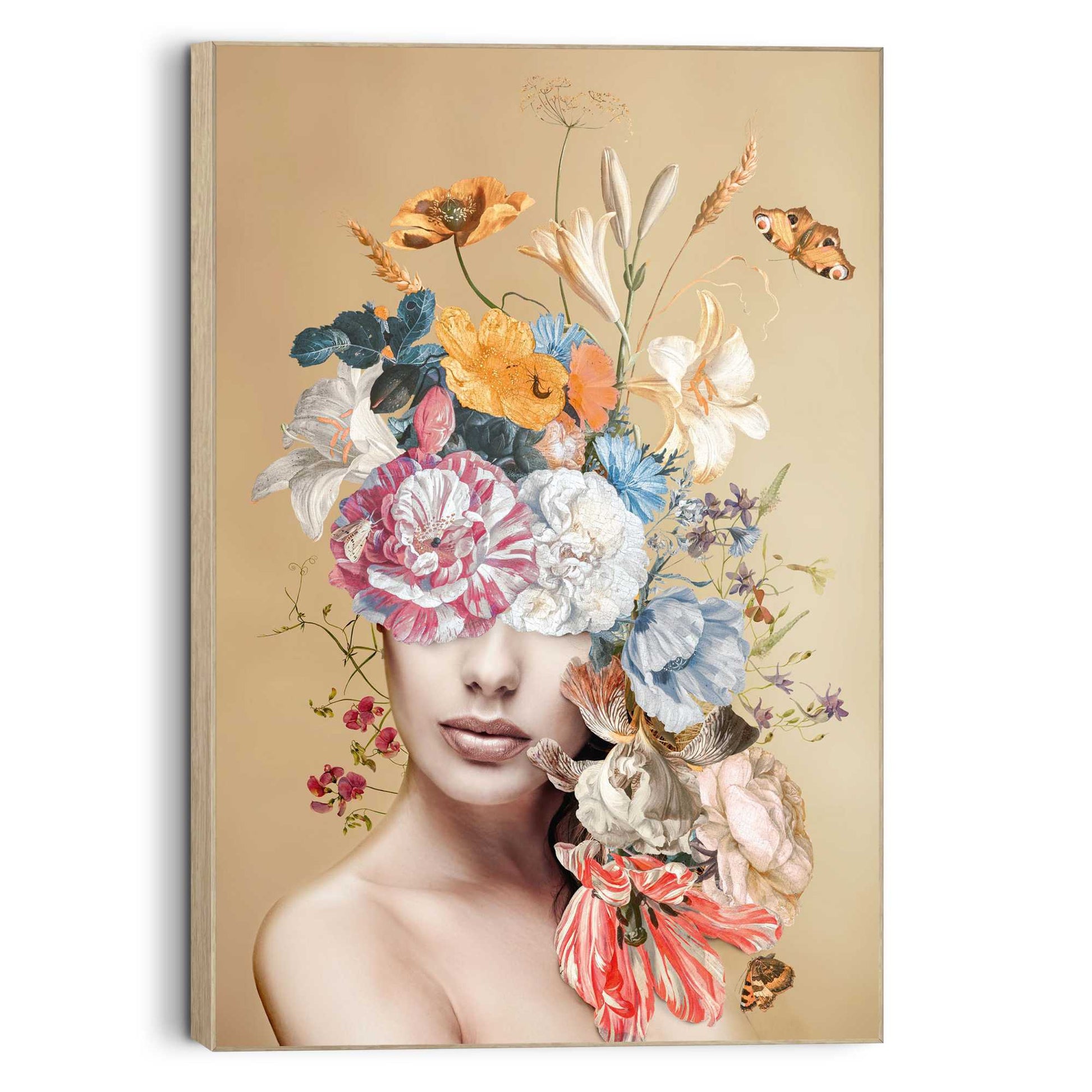 Framed Picture Floral Lady 90x60