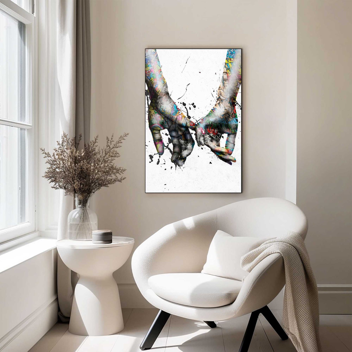 Framed Picture Loving Coloured Hands 90x60