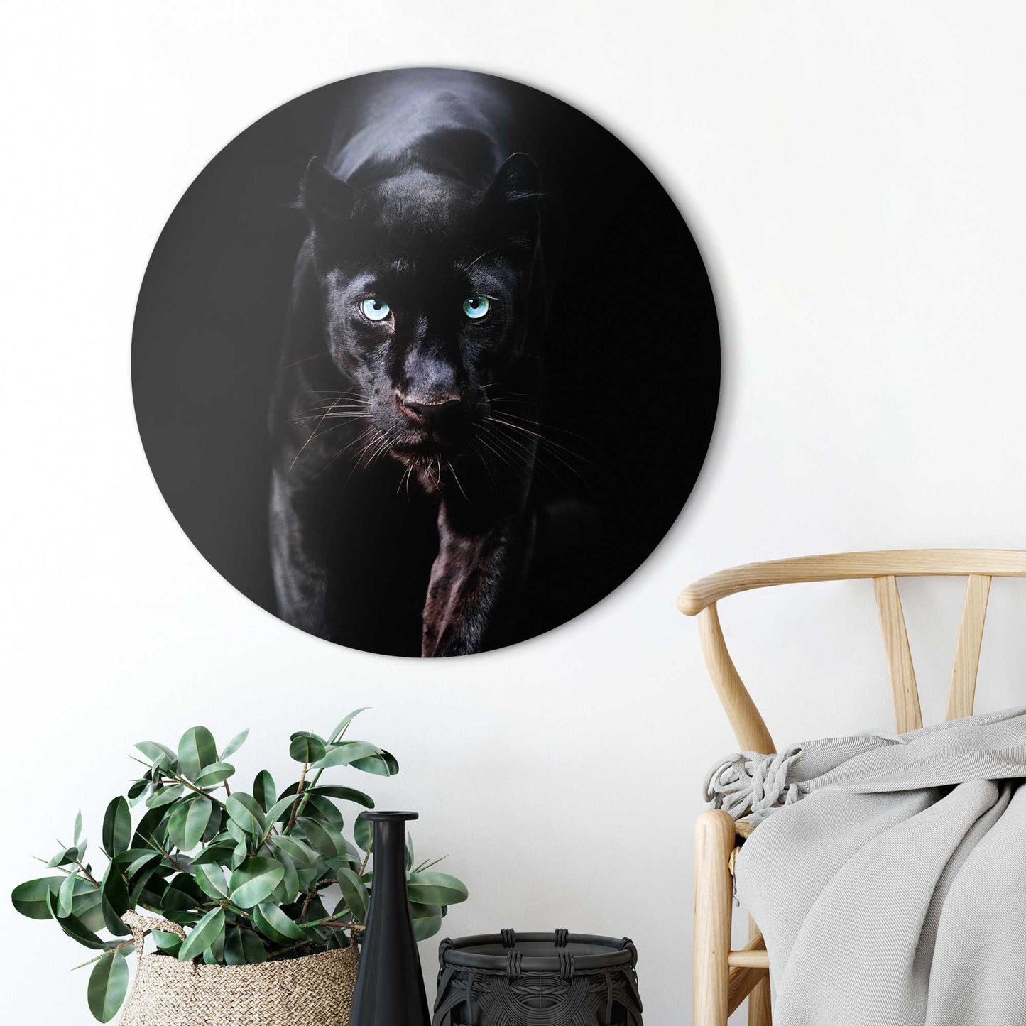 Painting Black Cat 80 Rond