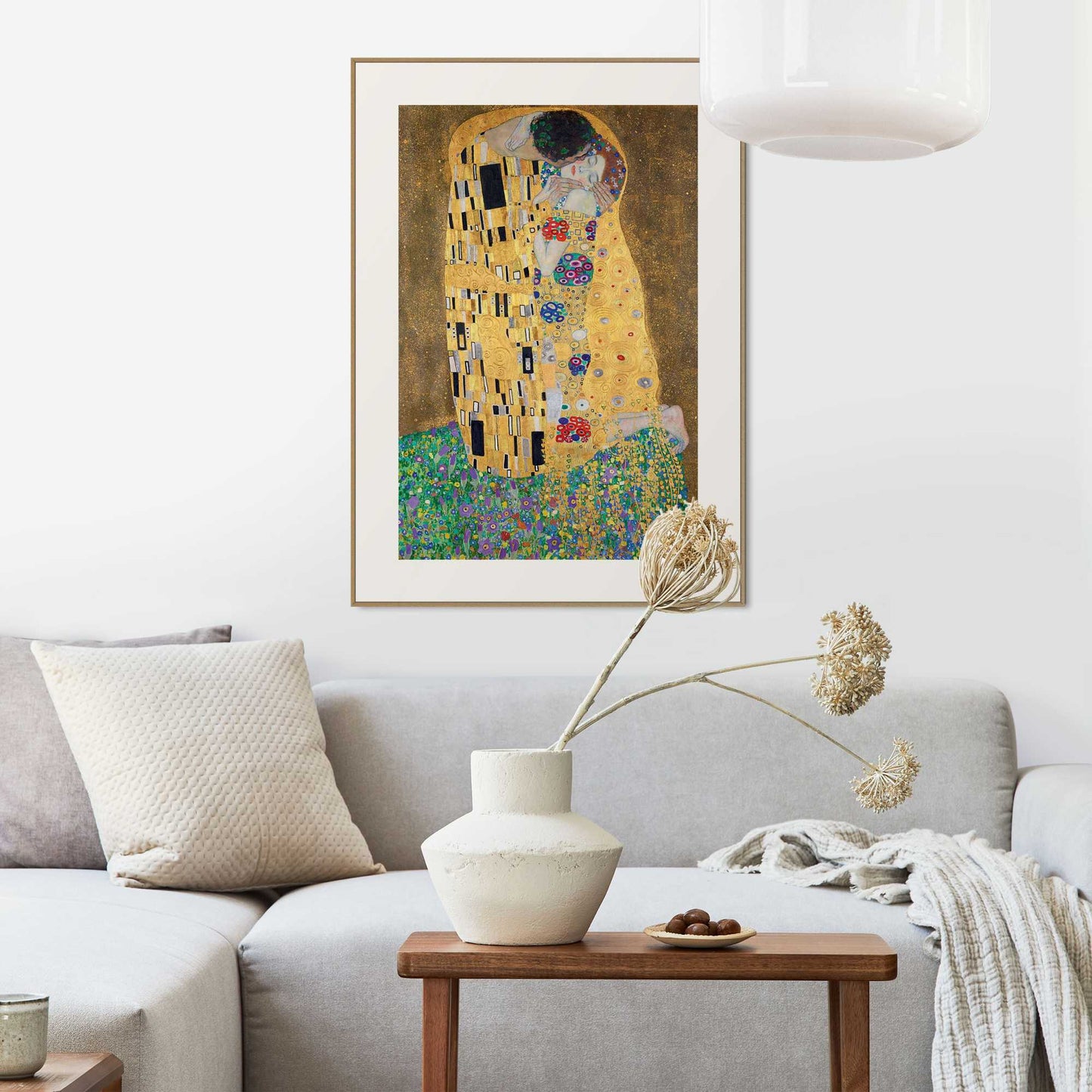Framed in Wood Gustav Klimt - the kiss 70x50