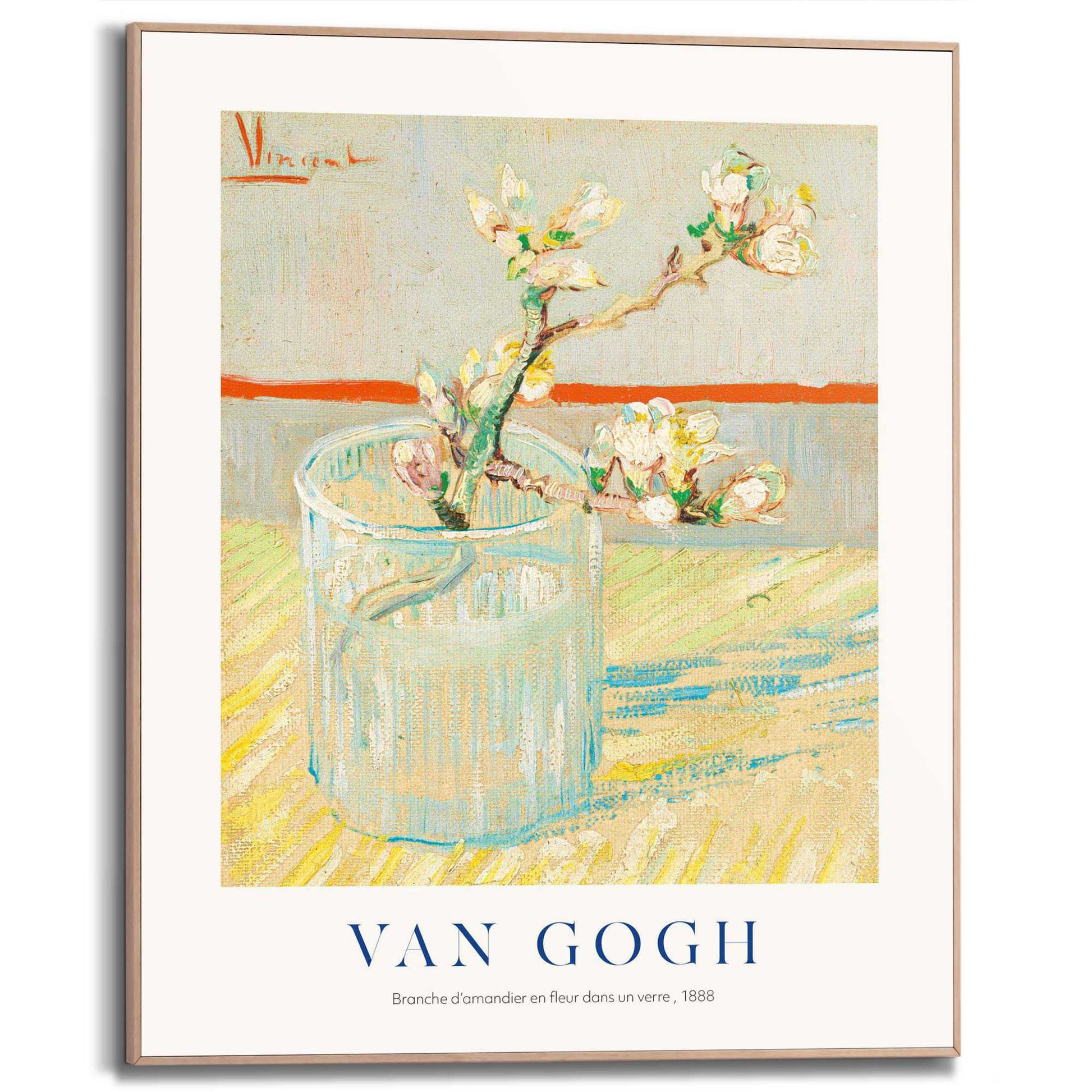 Framed in Wood Van Gogh - vase with almondblossom 50x40