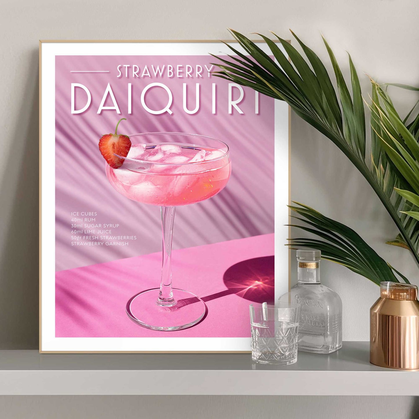 Framed in Wood Strawberry Daiquiri 50x40