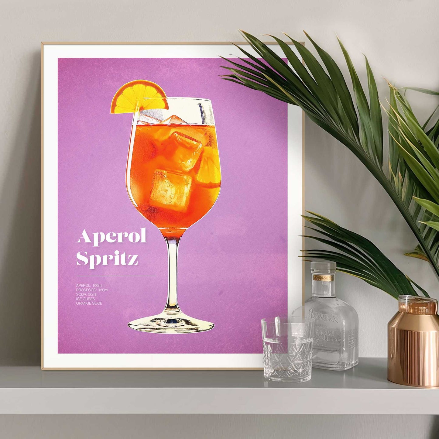 Framed in Wood Aperol Spritz Retro 50x40