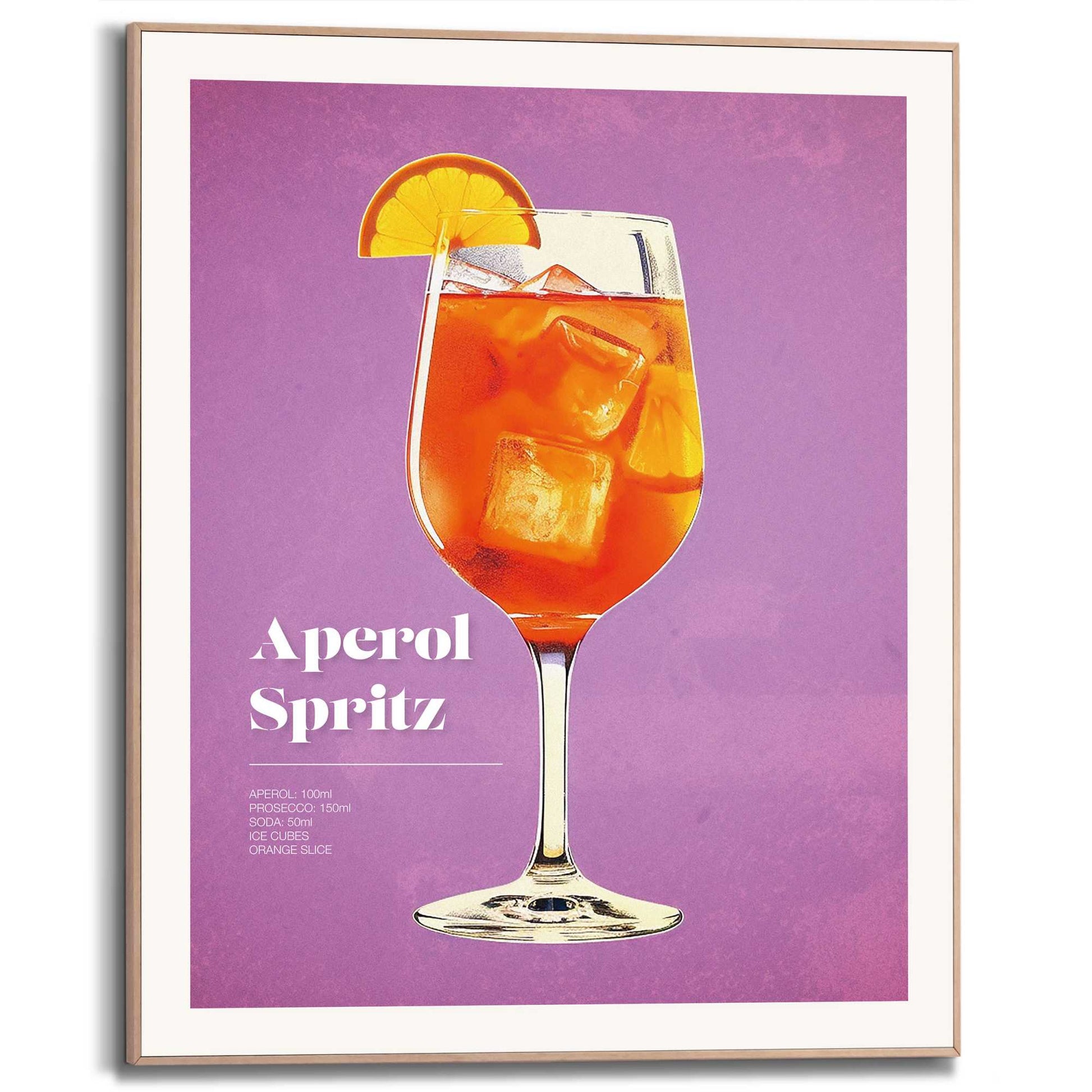 Framed in Wood Aperol Spritz Retro 50x40