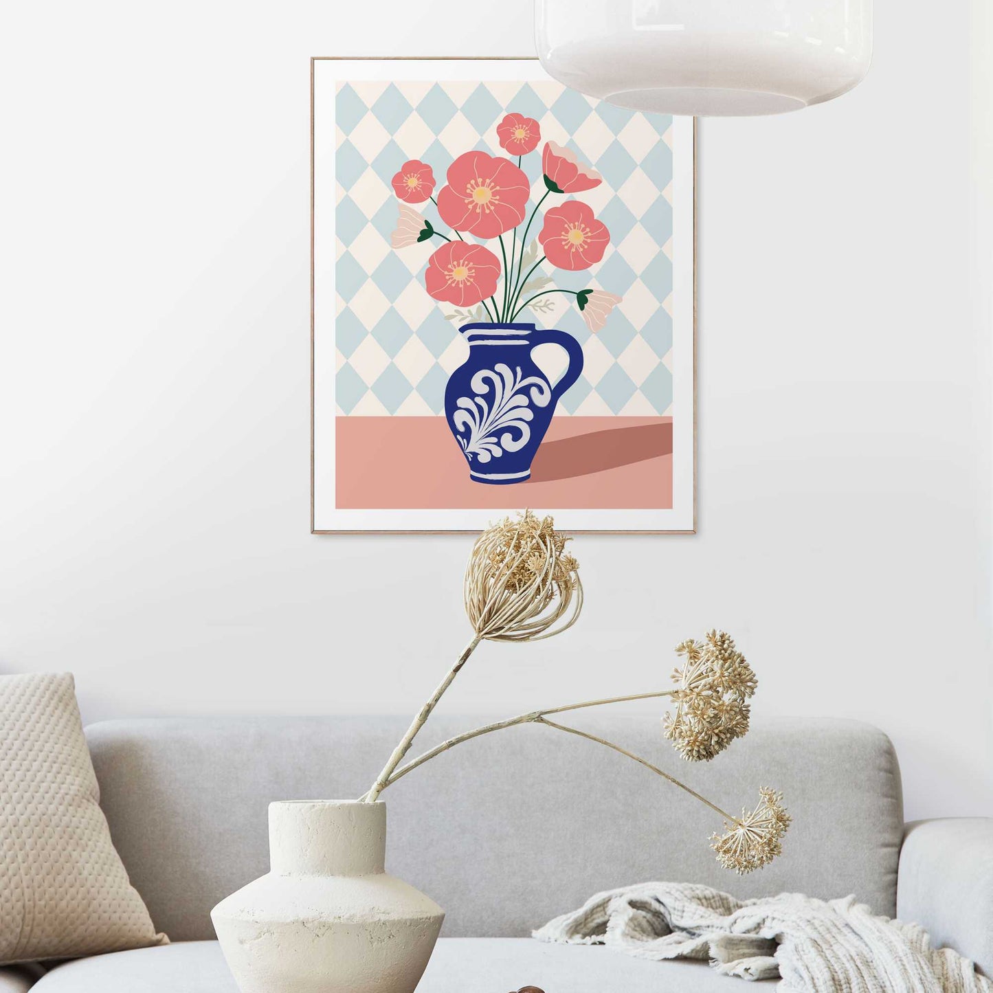 Framed in Wood Blue Vase 50x40