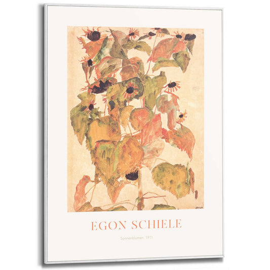 Framed in White Egon Schiele - sunflowers 70x50
