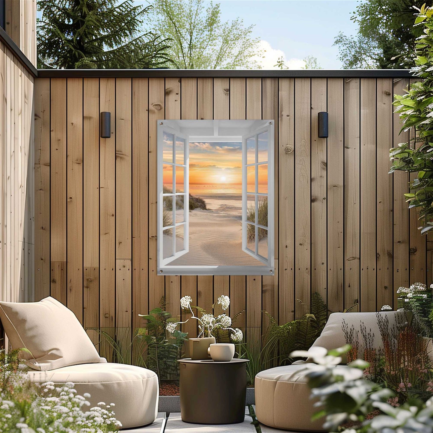 Outdoor Art Sunset Window Beach 70x50