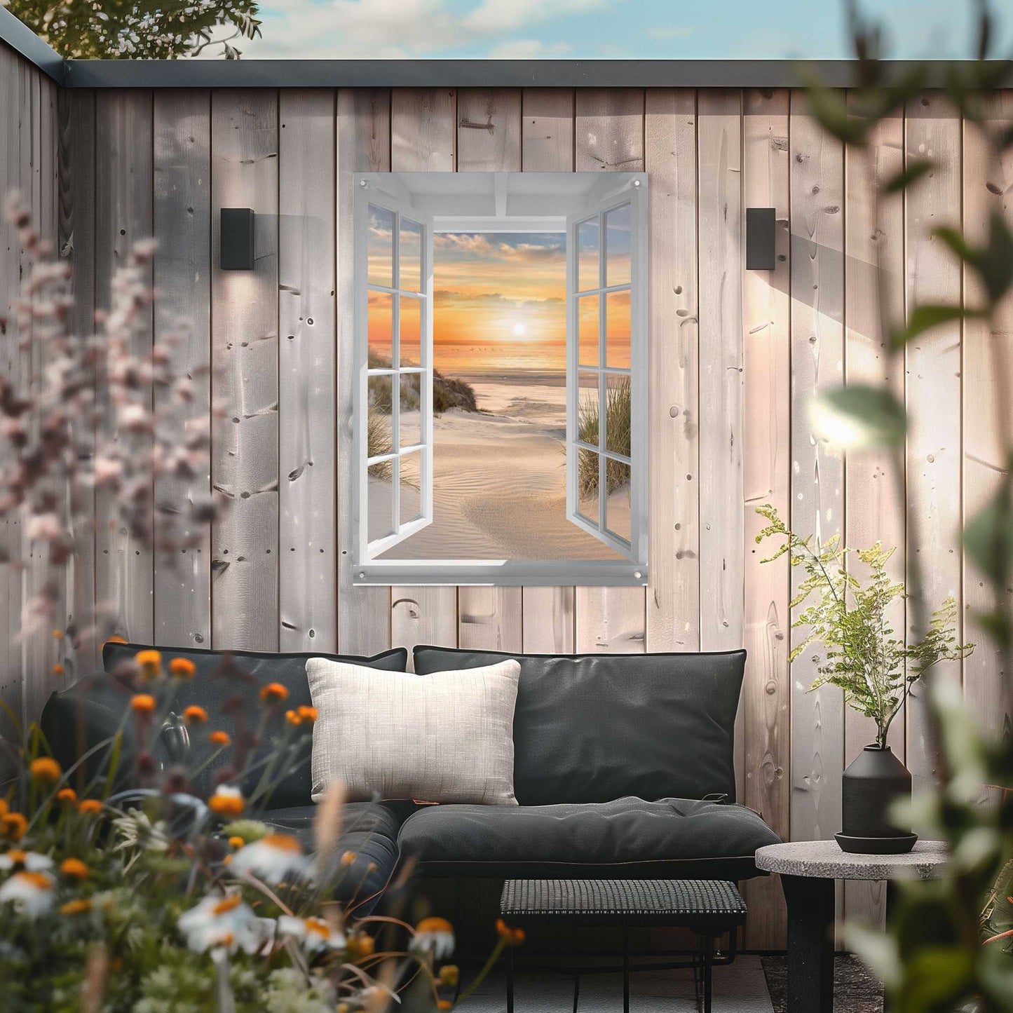Outdoor Art Sunset Window Beach 70x50