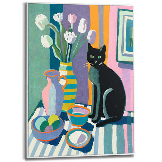 Framed in White Table Cat 70x50