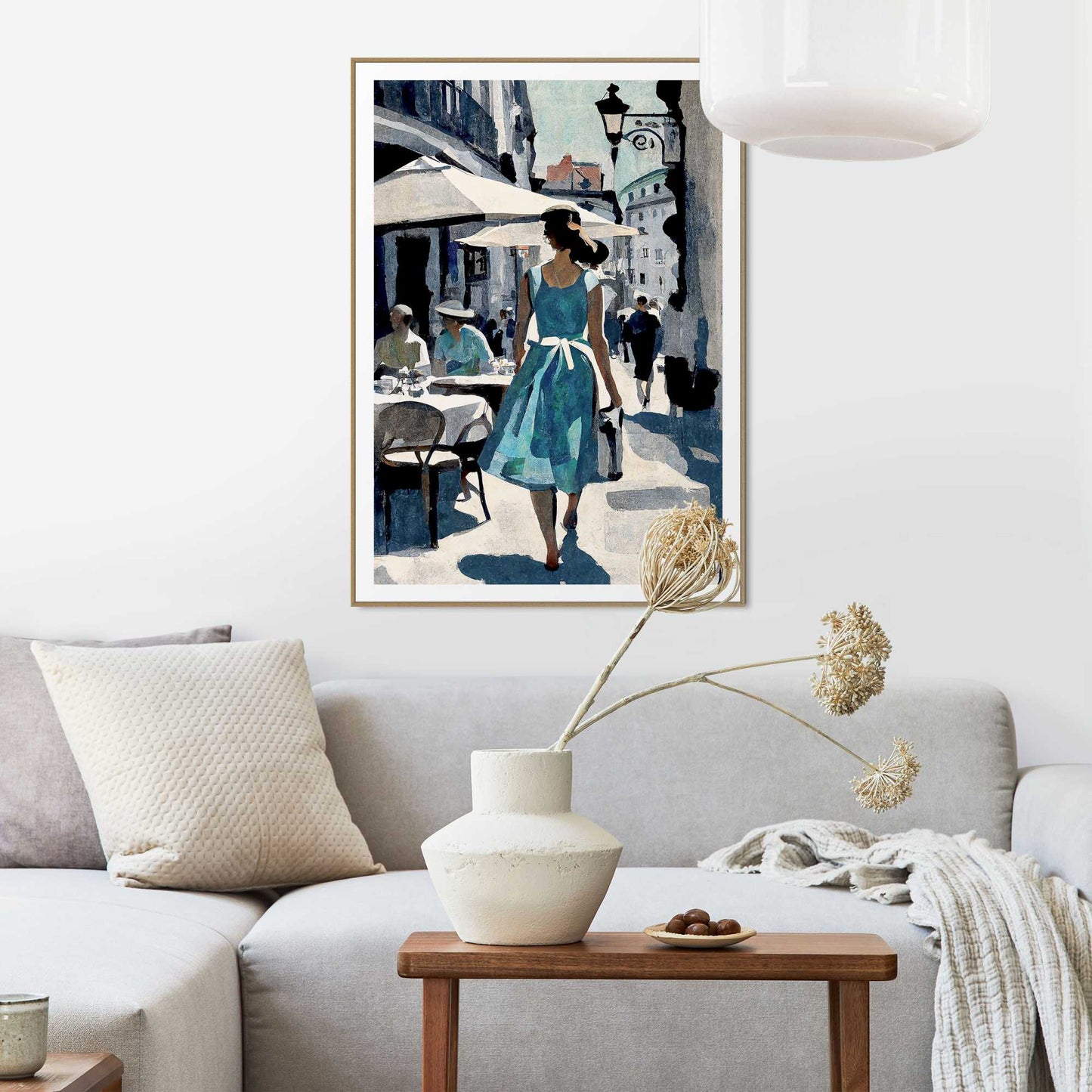 Framed in Wood Italian Scene - Milano 70x50