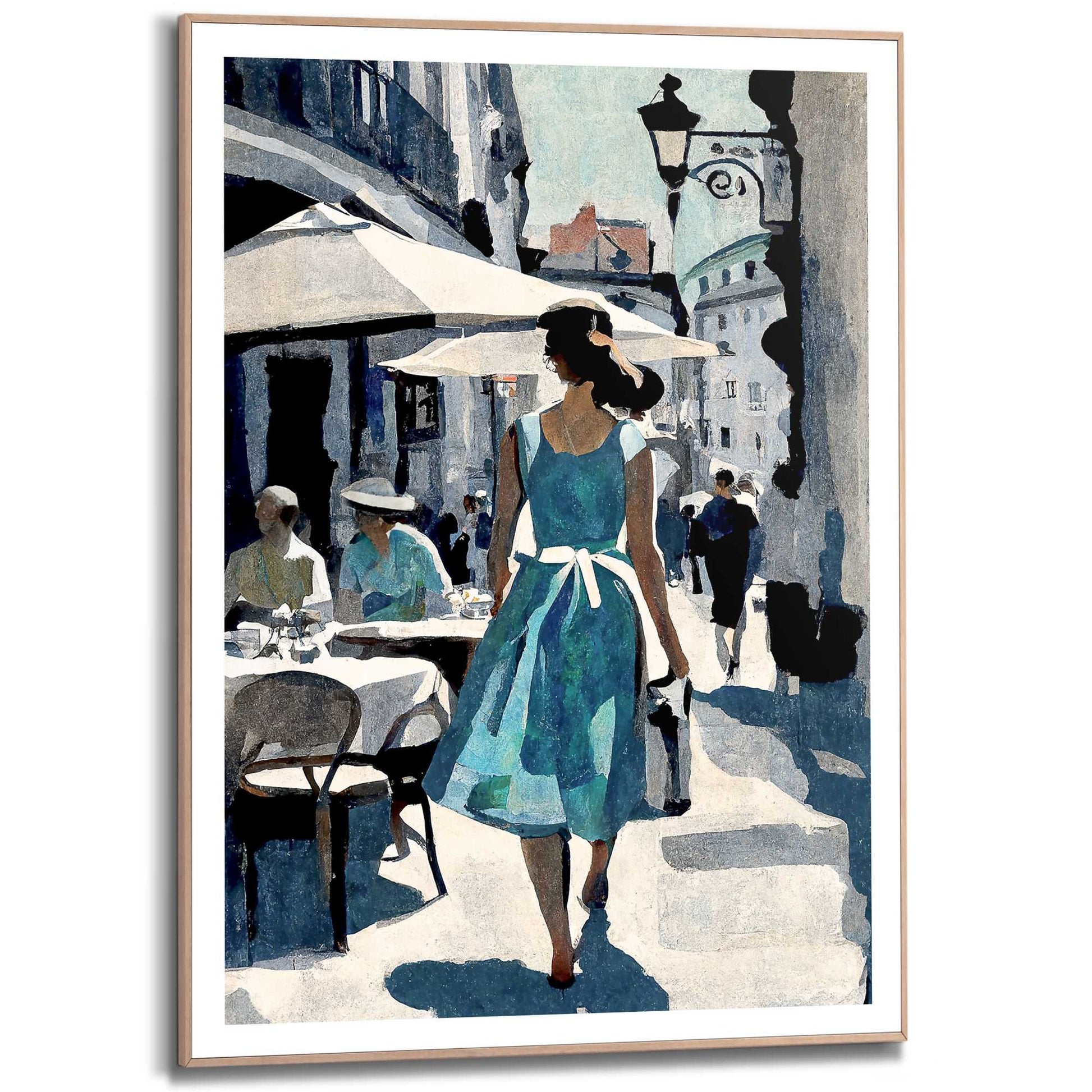 Framed in Wood Italian Scene - Milano 70x50