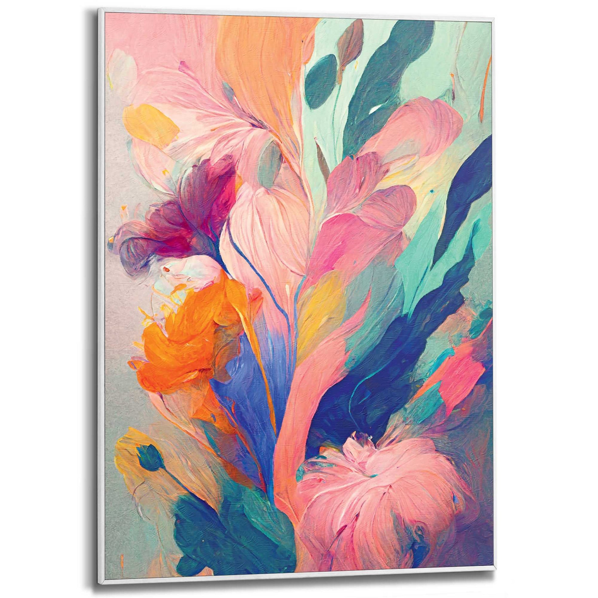 Framed in White Painted Flowers 70x50
