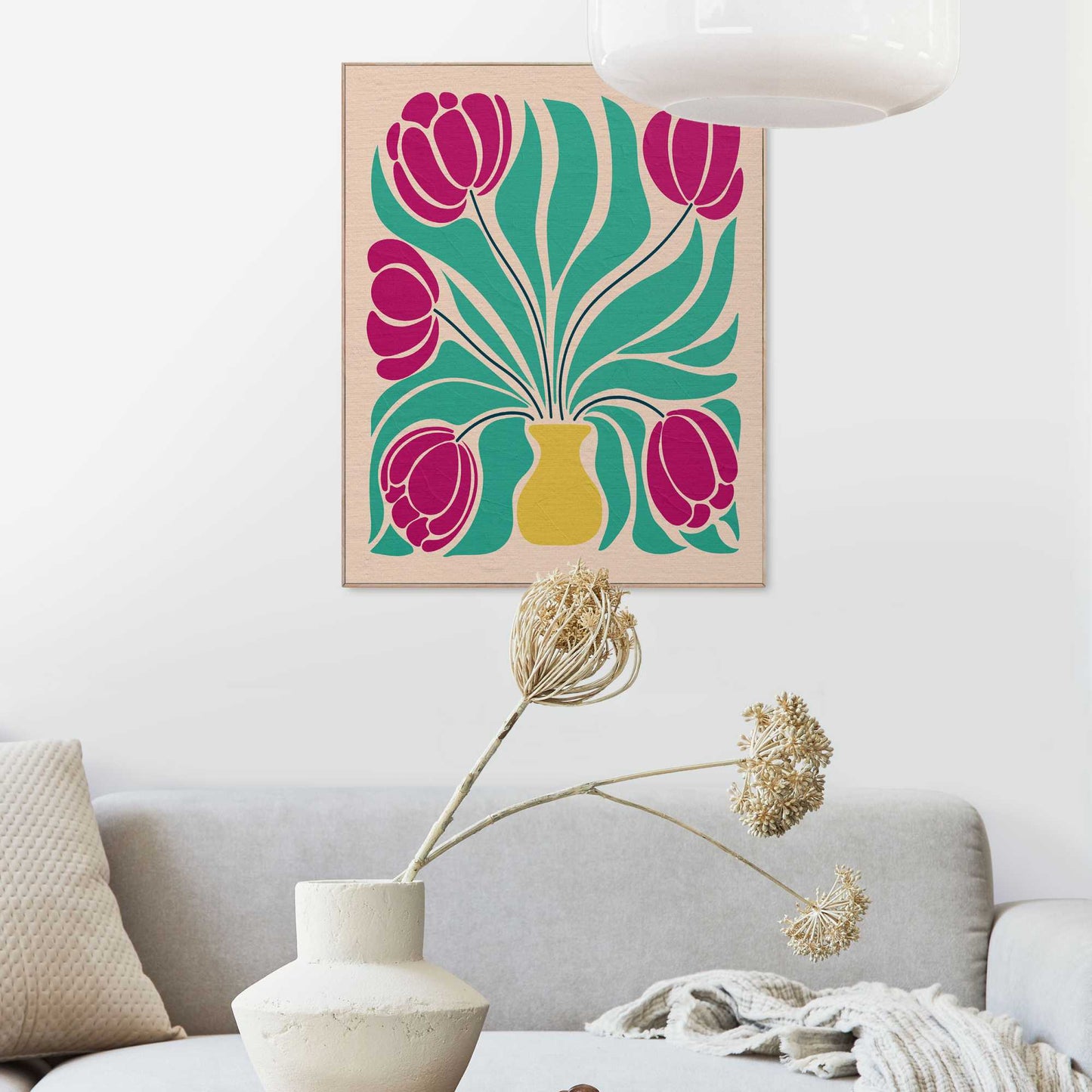 Framed in Wood Vase of Flowers 50x40