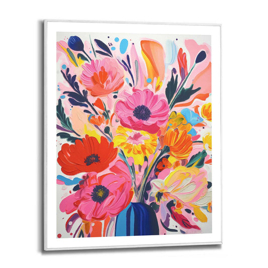 Framed in White Colourful Vase 50x40