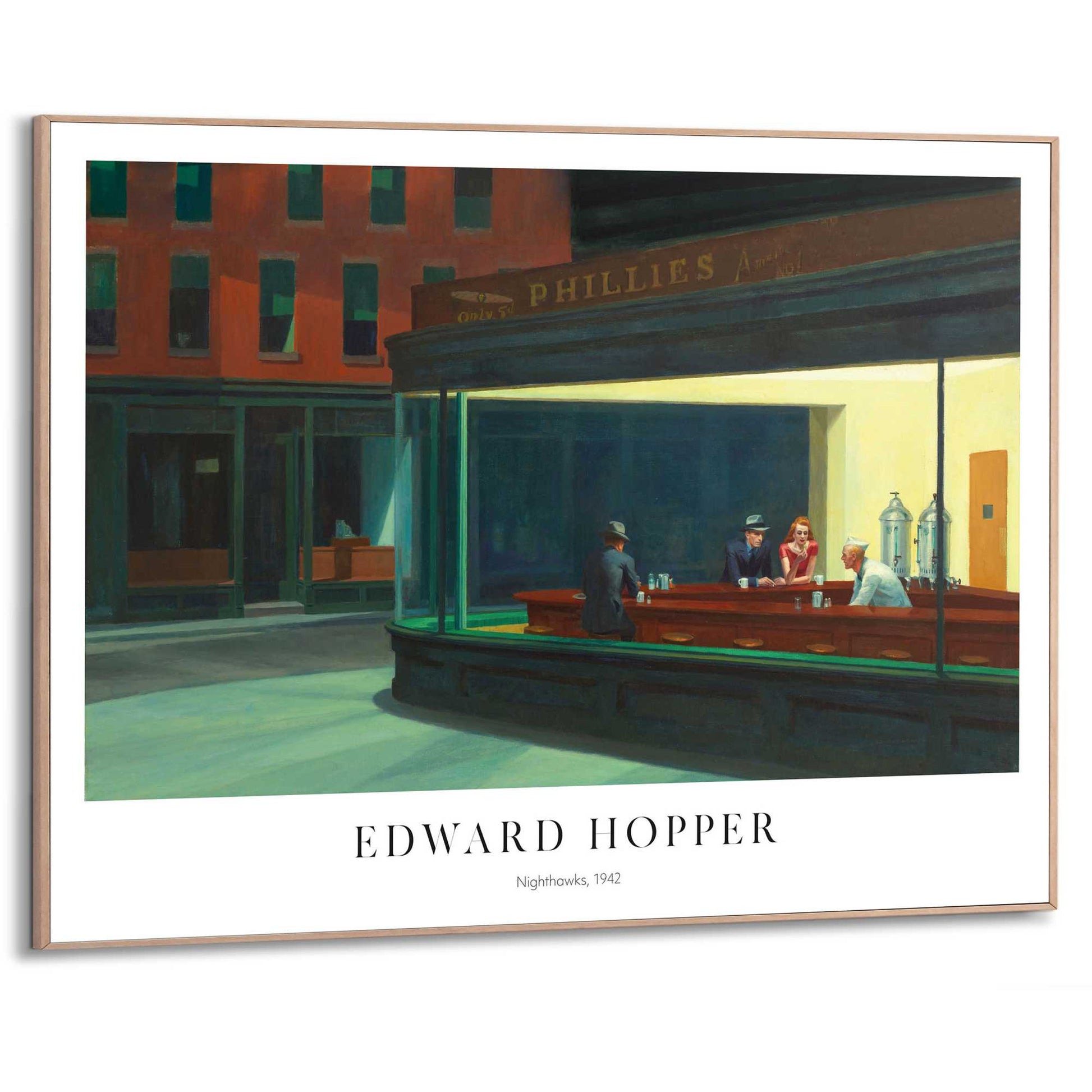 Framed in Wood Edward Hopper - nighthawks 50x70