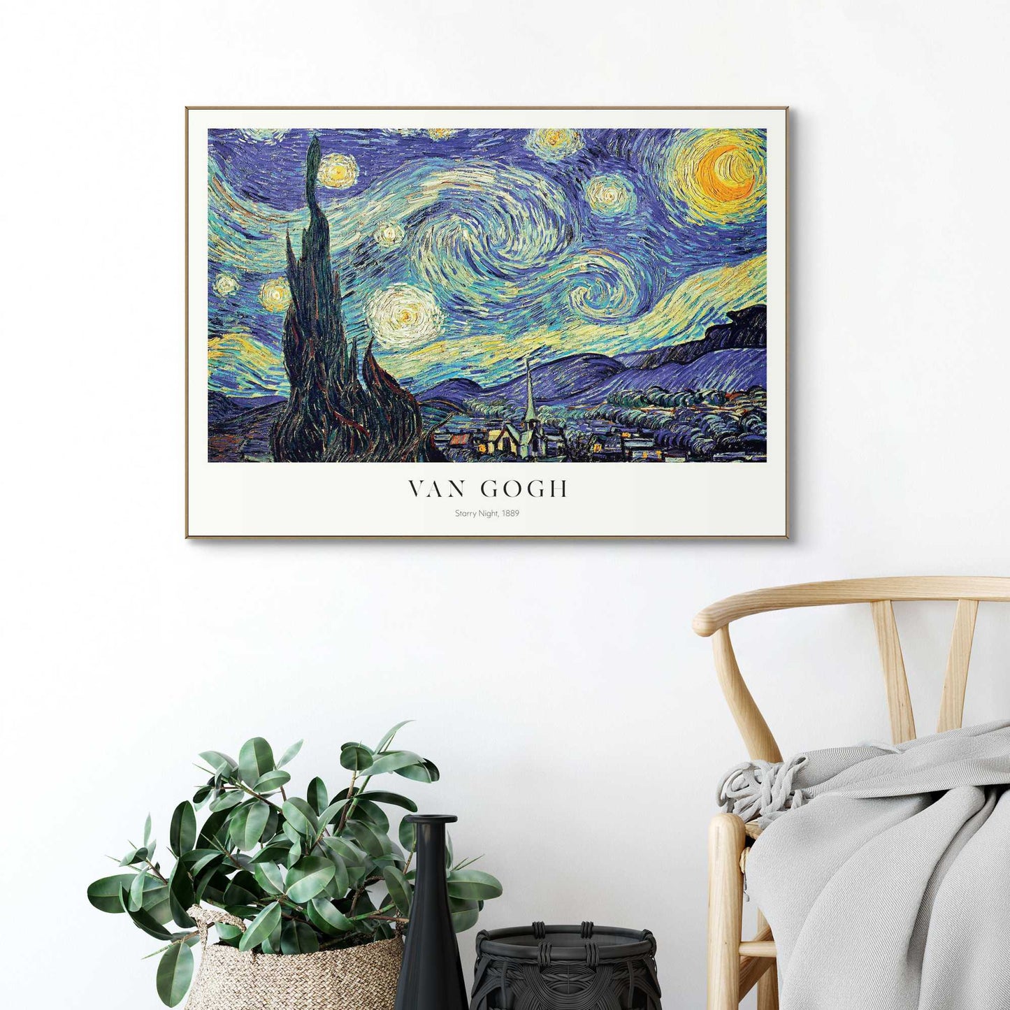 Framed in Wood Vincent van Gogh - starry night 50x70