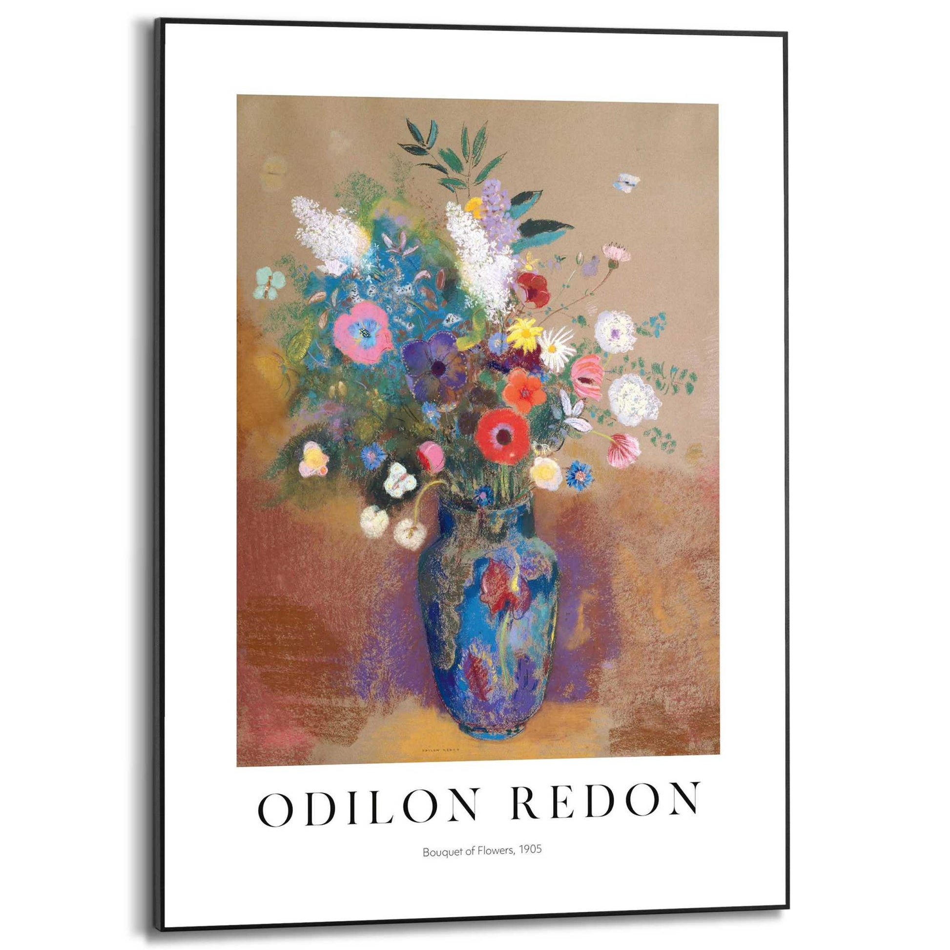 Framed in Black Odilon Redon - bouquet of flowers pink background ca. 1906 70x50