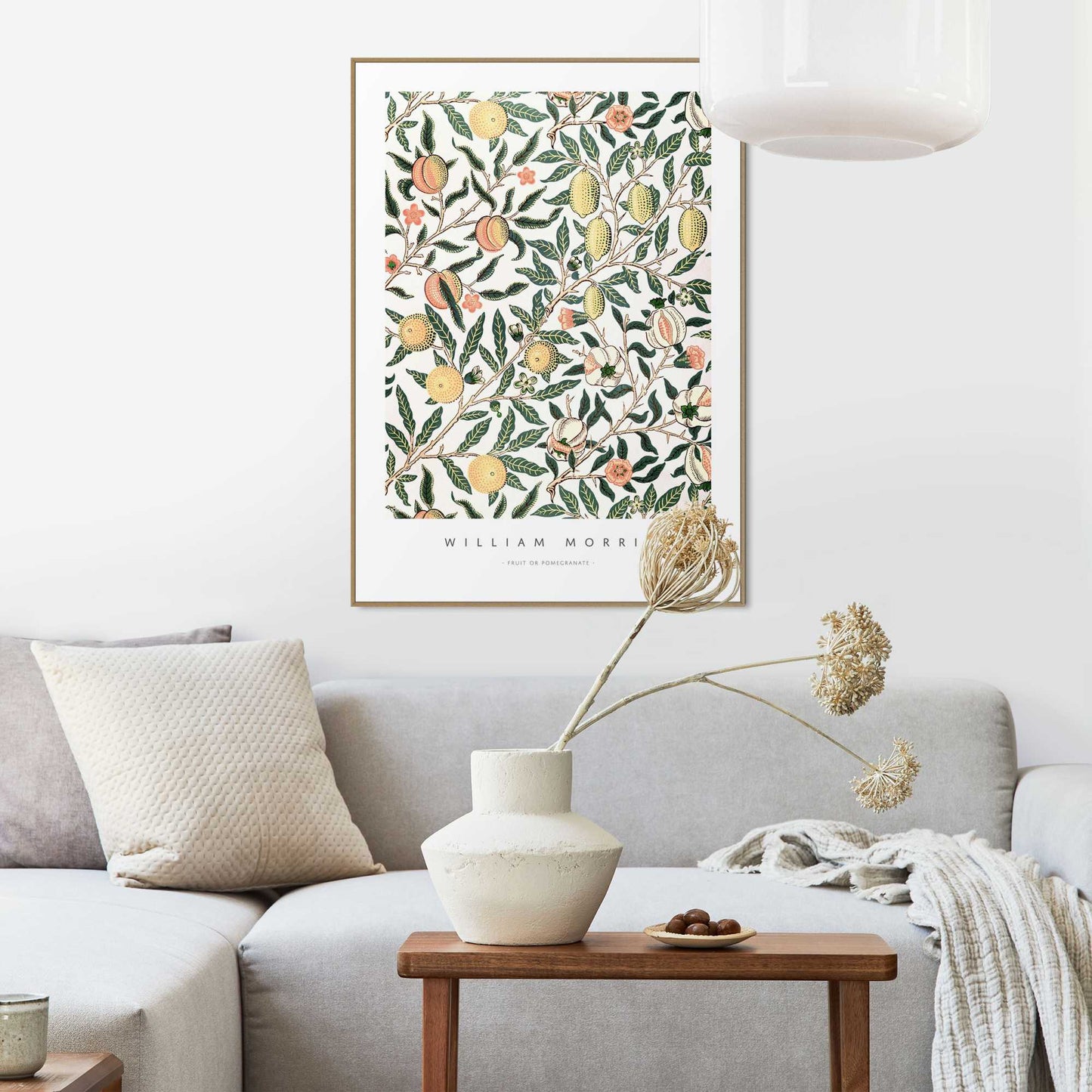 Framed in Wood William Morris - fruit or pomegranate 70x50