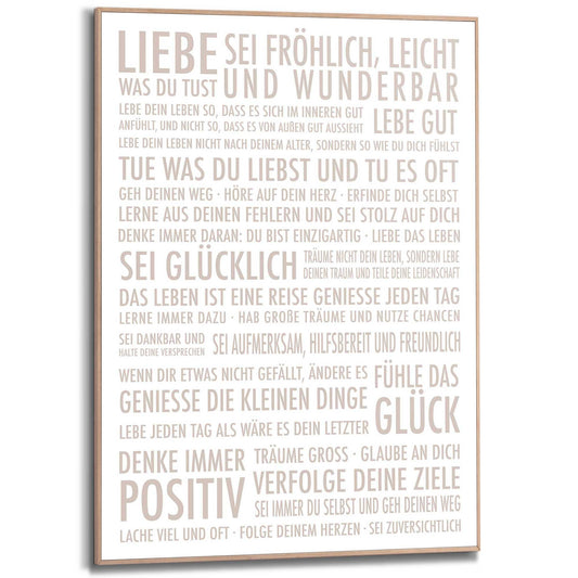 Framed in Wood Positiv Leben 70x50