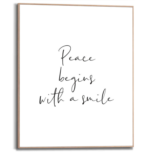 Framed in Wood Peace Begins 50x40