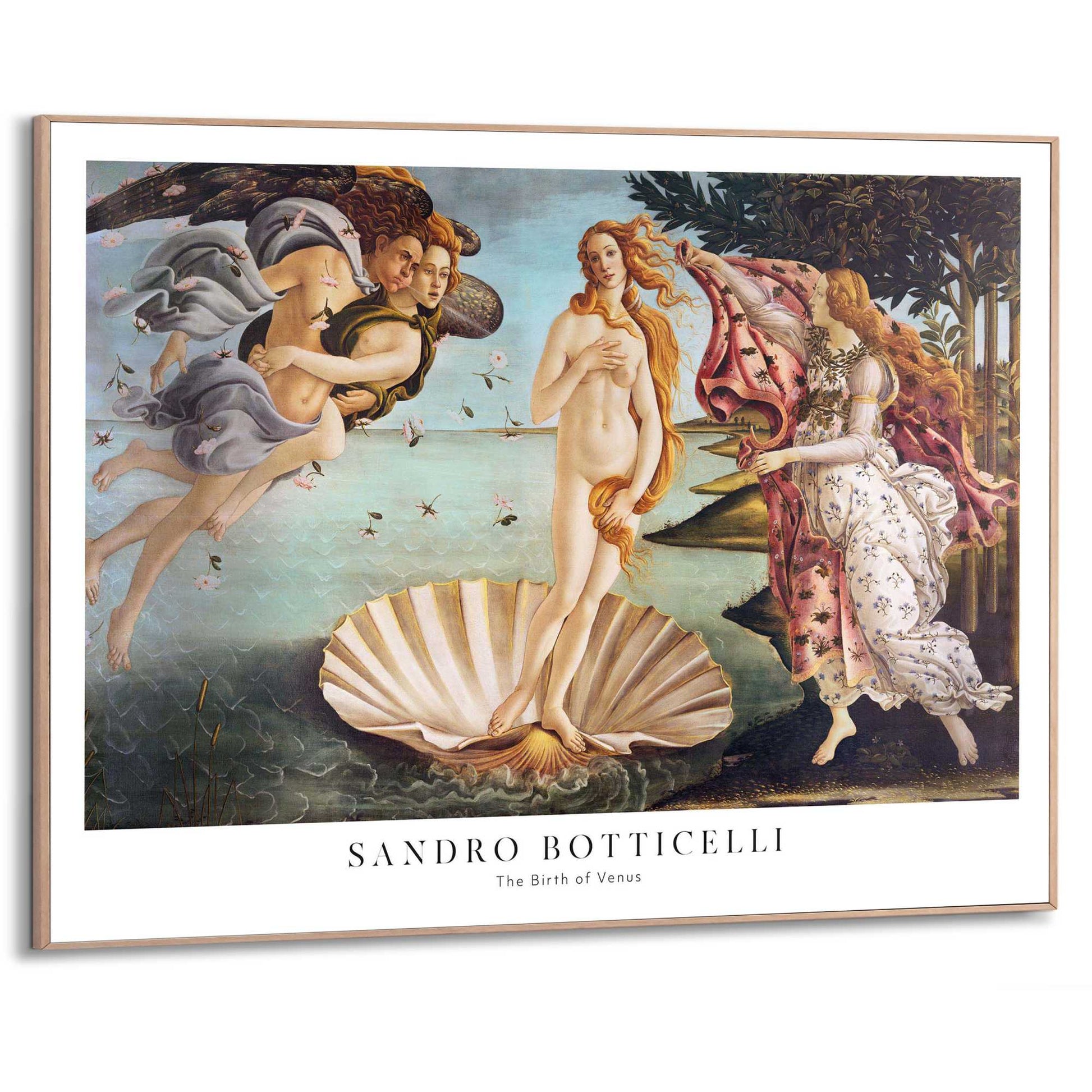 Framed in Wood Sandro Botticelli - the birth of Venus 50x70