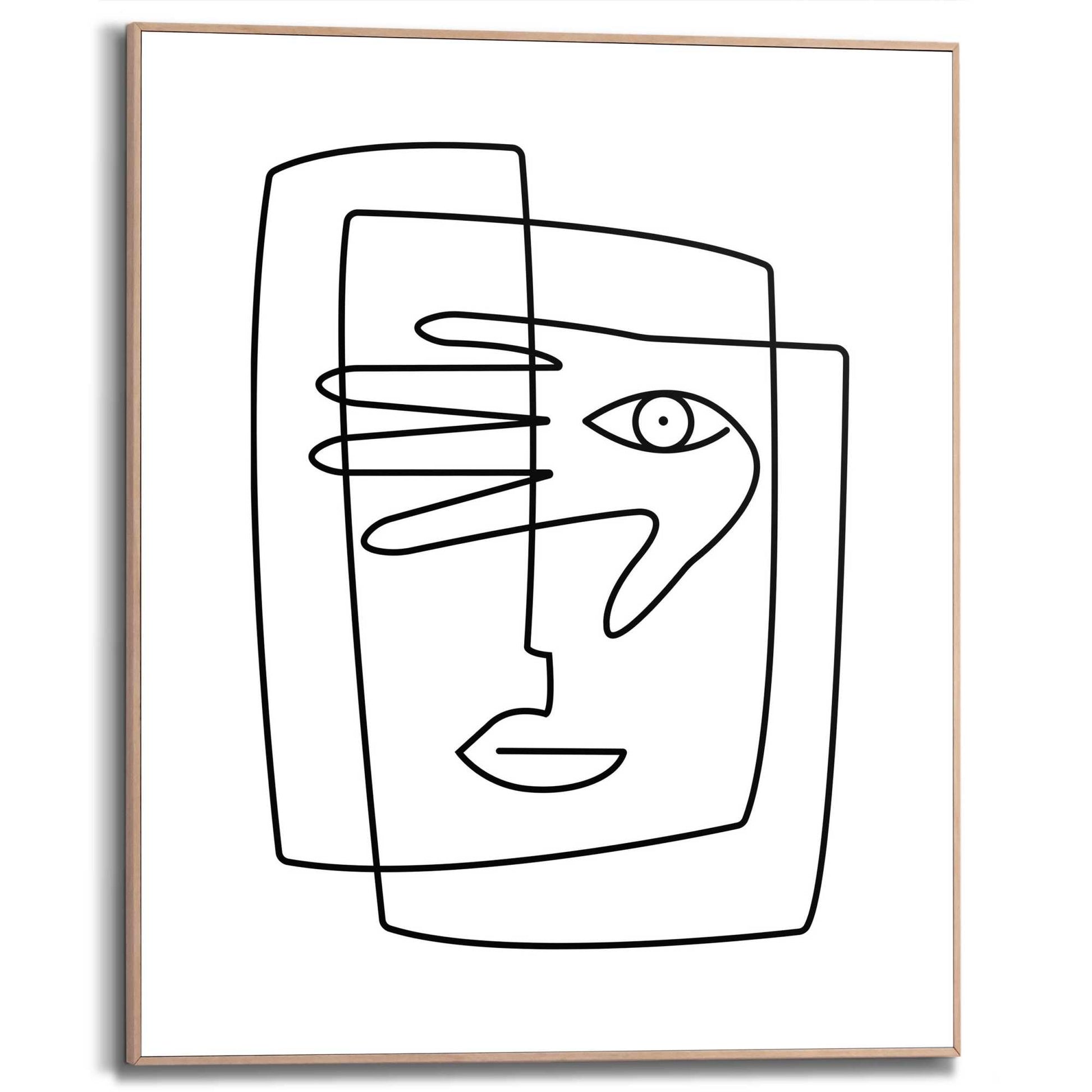 Framed in Wood Picasso Style Figure 50x40