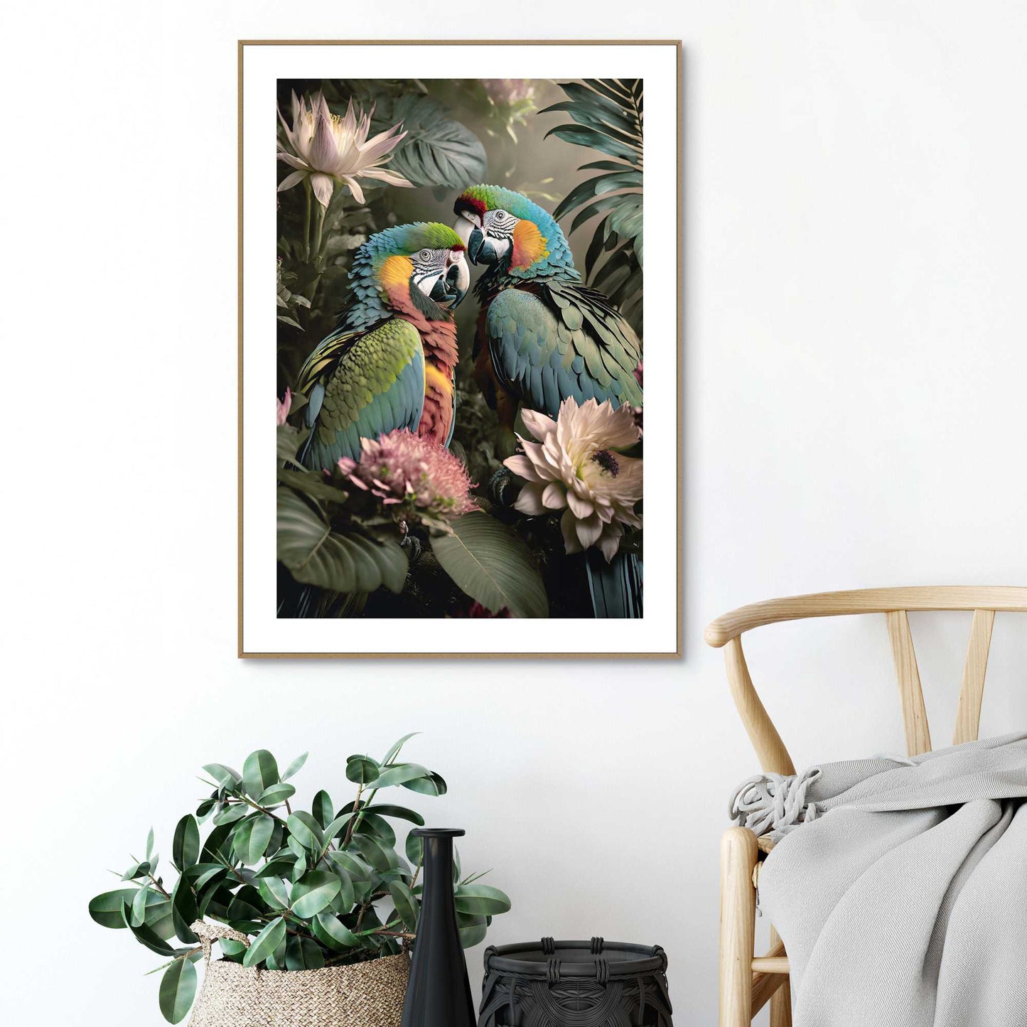 Framed in Wood Loro Couple 70x50