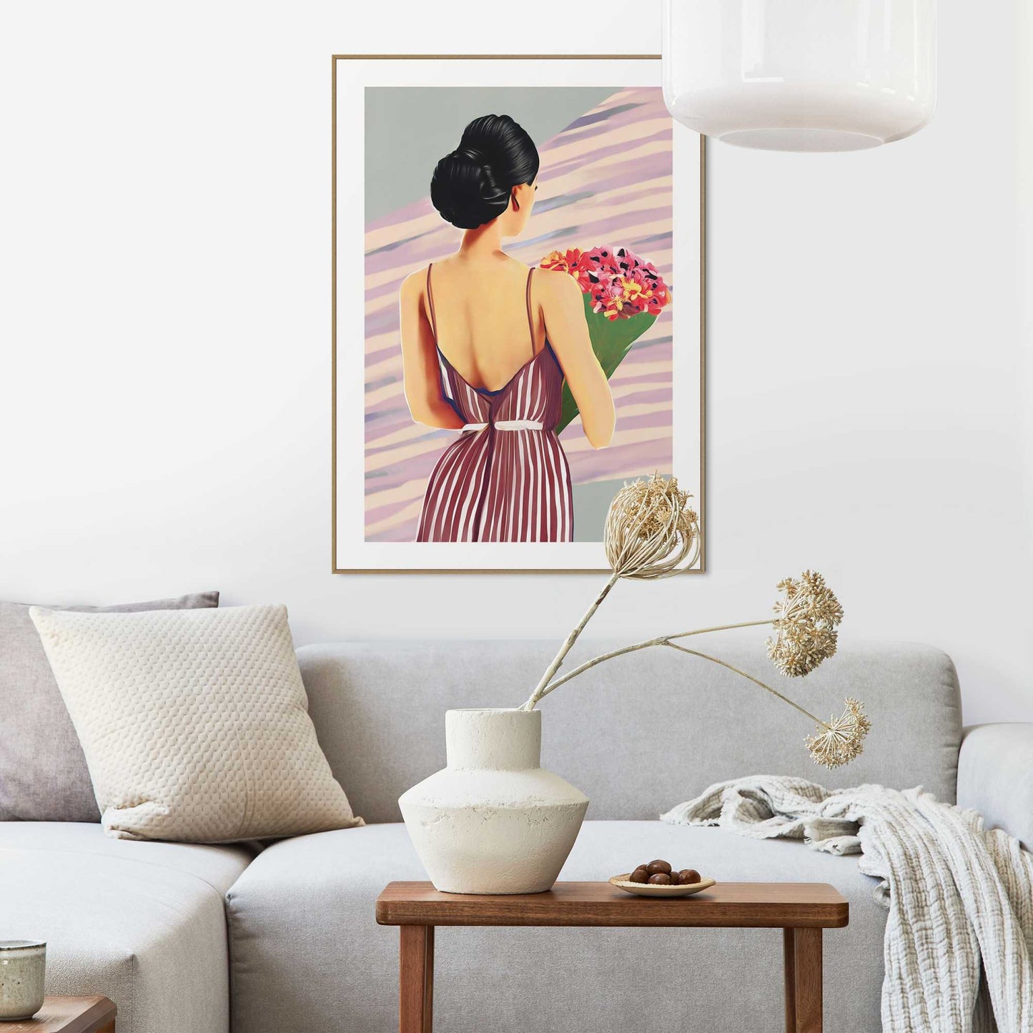 Framed in Wood Flower Present 70x50