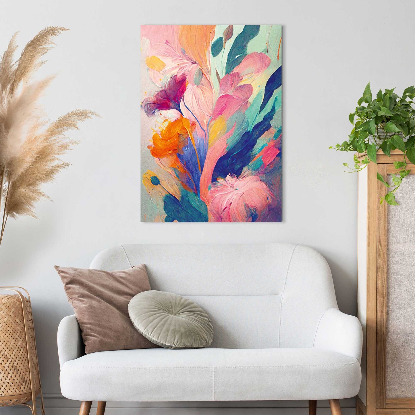 Canvas Colourful Painted Flowers II 70x50