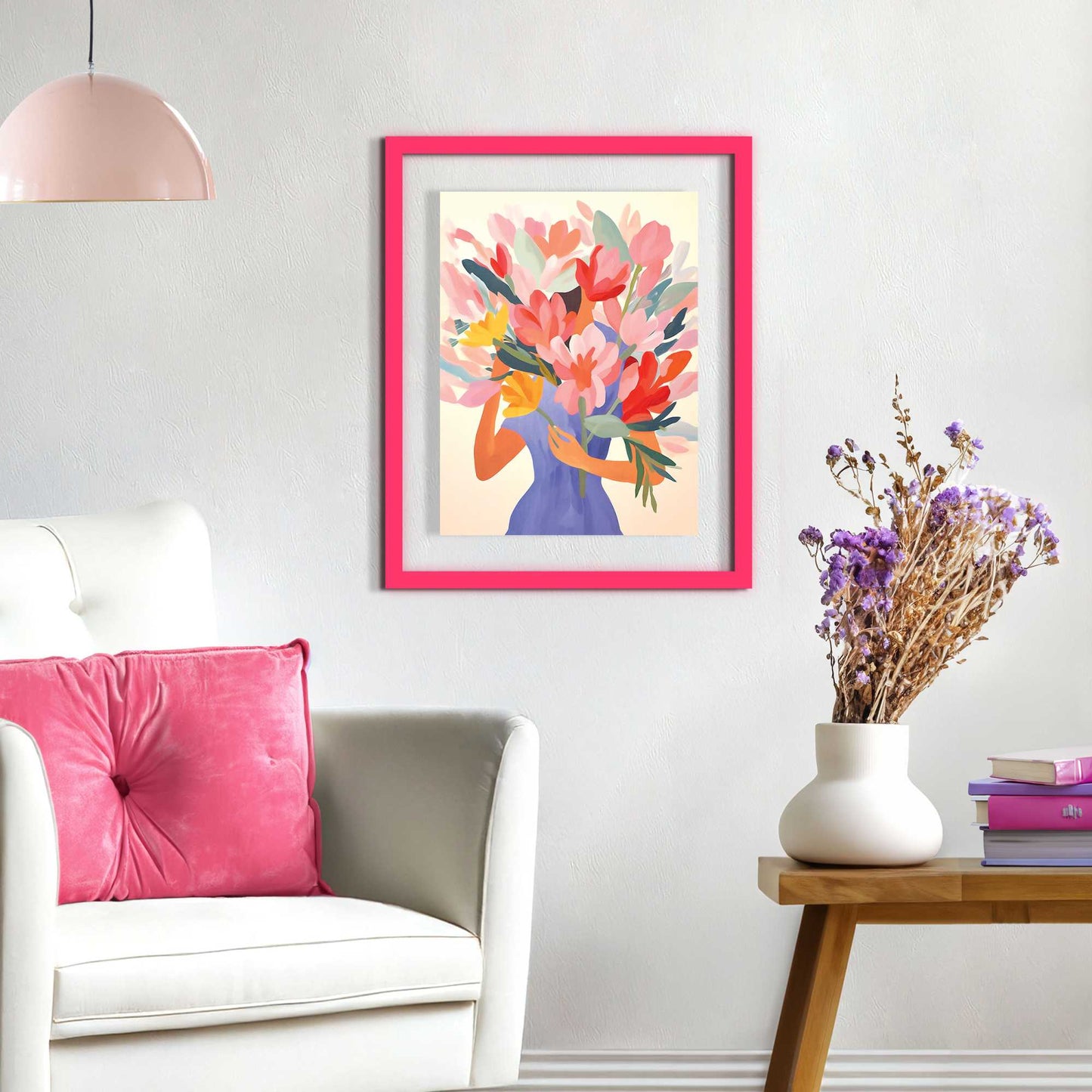 Framed Acryl Dressed Lady Flowers 50x40