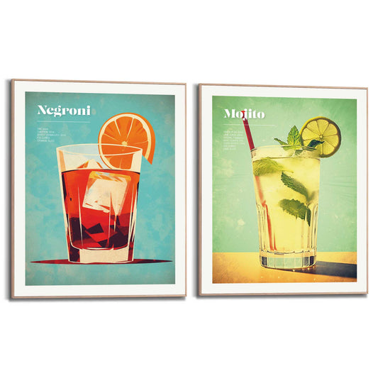 Framed in Wood Cocktail Summer Set 40x50