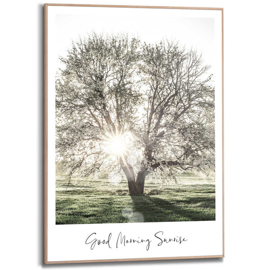 Framed in Wood Sunray Green View 70x50