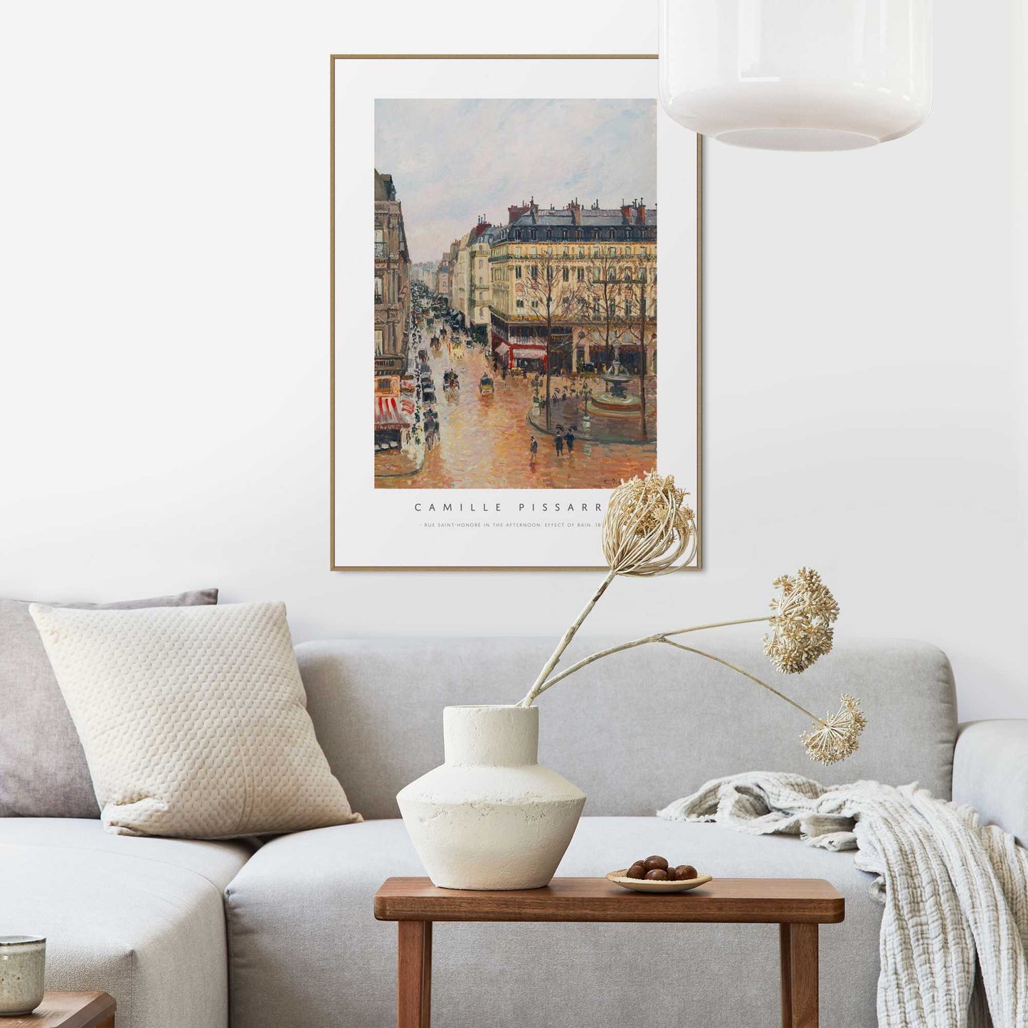 Framed in Wood Camille Pissarro - afternoon at Rue Saint-Honoré 70x50