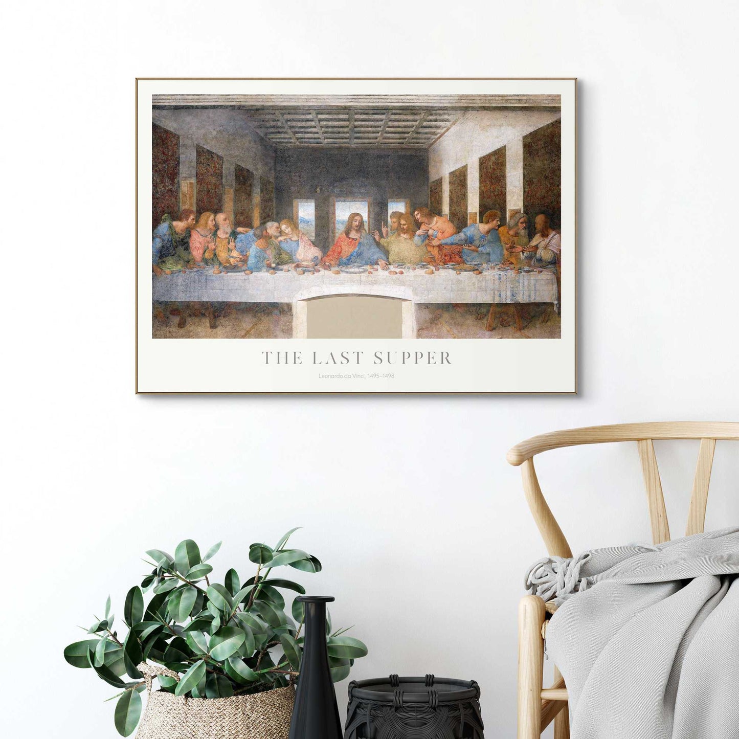 Framed in Wood Leonardo Da Vinci - the last supper 50x70