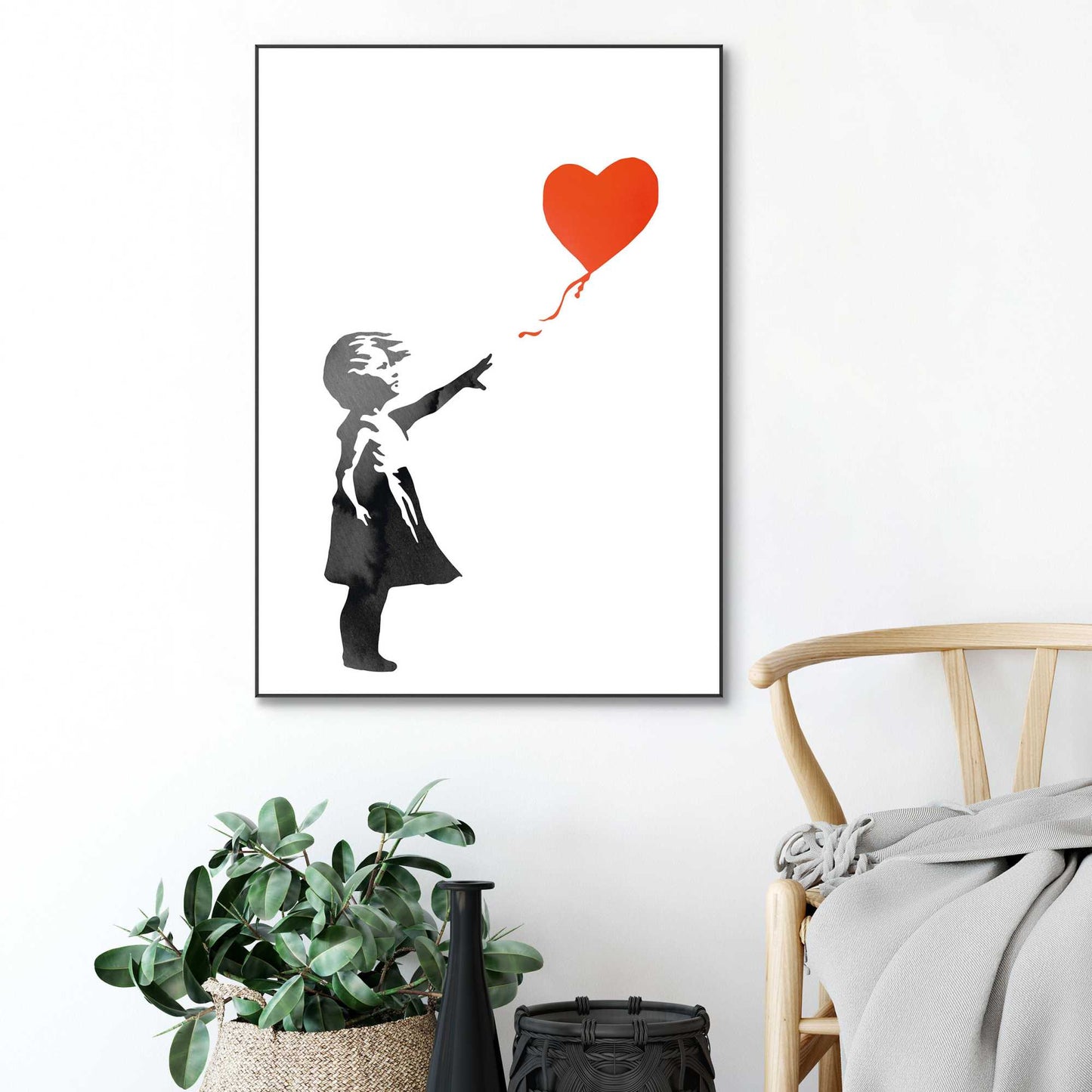 Framed in Black Banksy - girl with red balloon 70x50