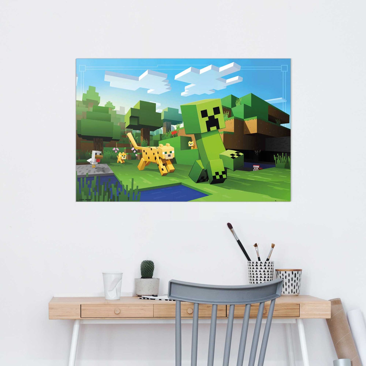 Painting Minecraft - ocelot chase 60x90