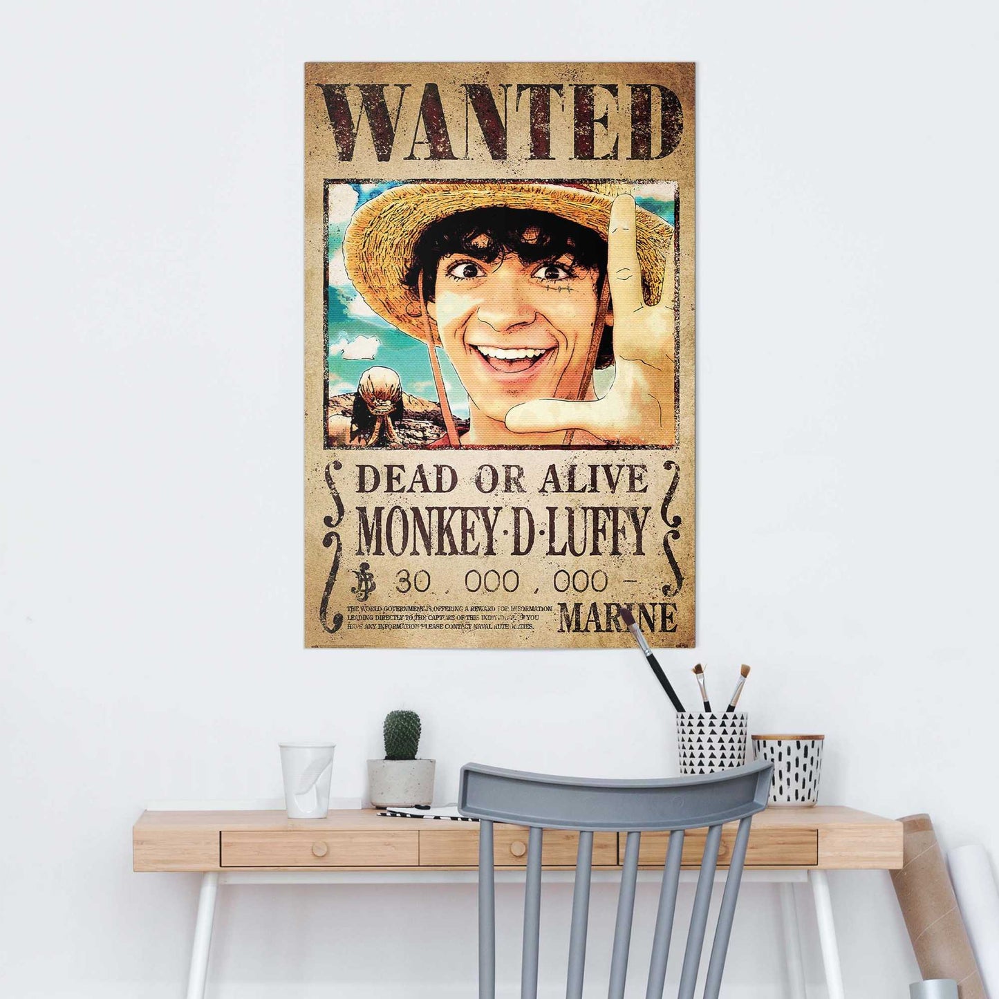 Painting One Piece - wanted monkey d. Luffy 90x60