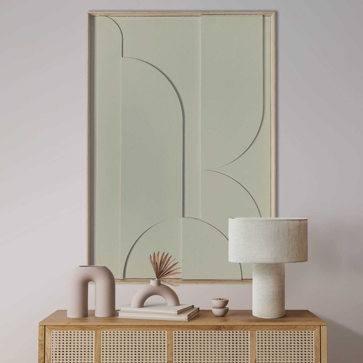 Handmade 3D Art Layers - sage green 100x70